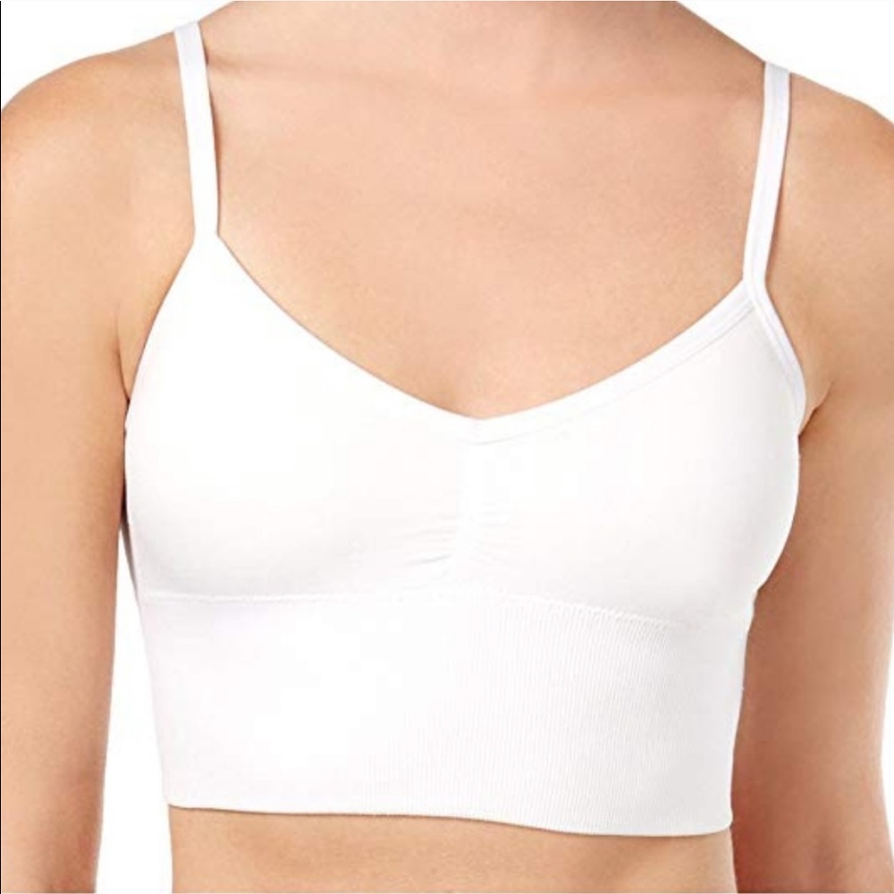 Material Girl Ribbed Padded White Sports Bra